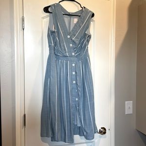 Light Blue Button Down Midi Dress